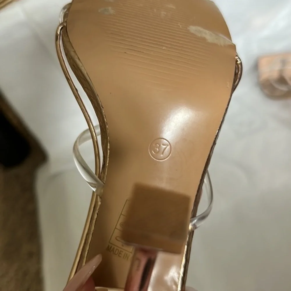 She&In Heels square rose gold with animal print size 7